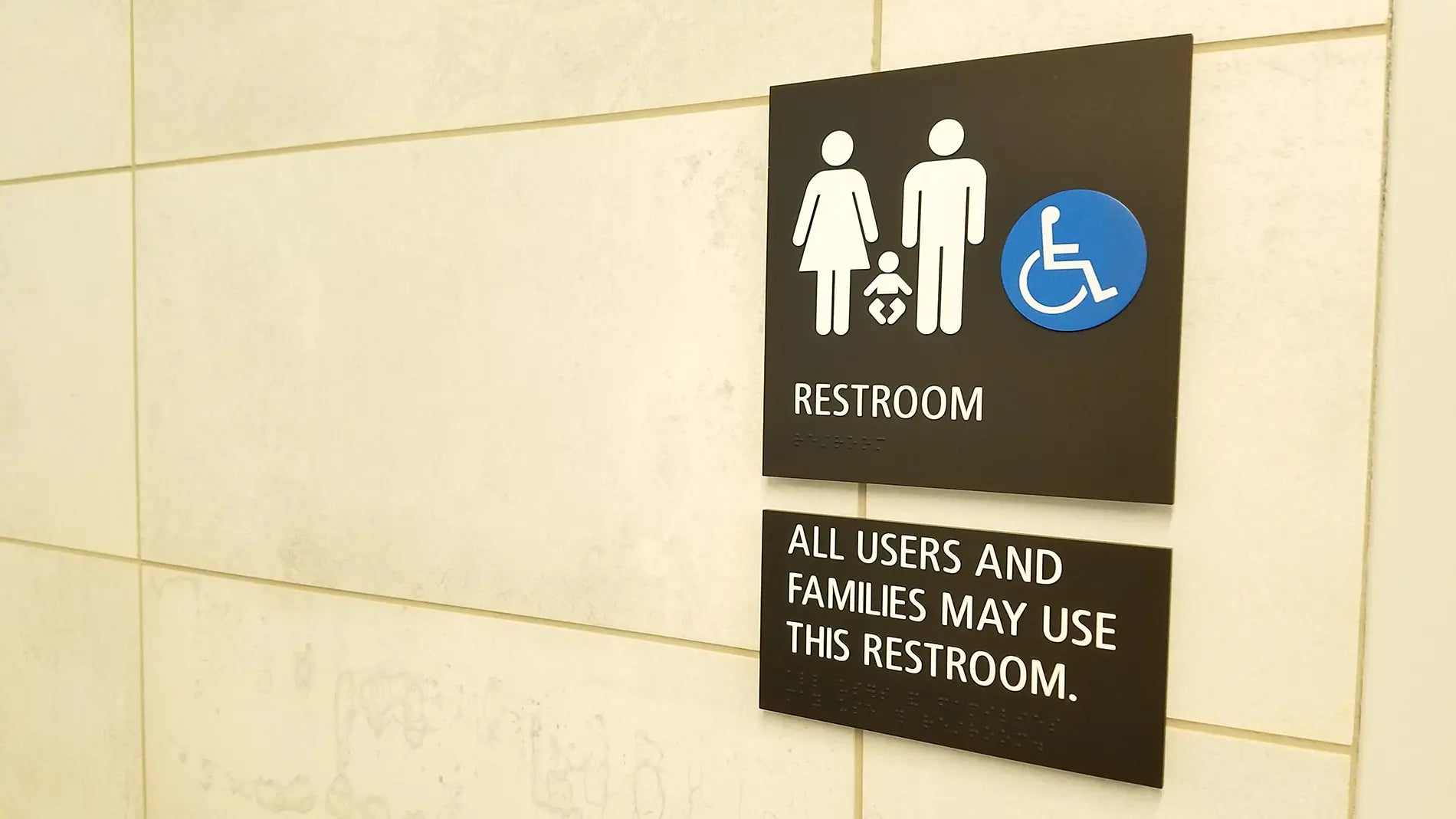 Accessible public restroom signage