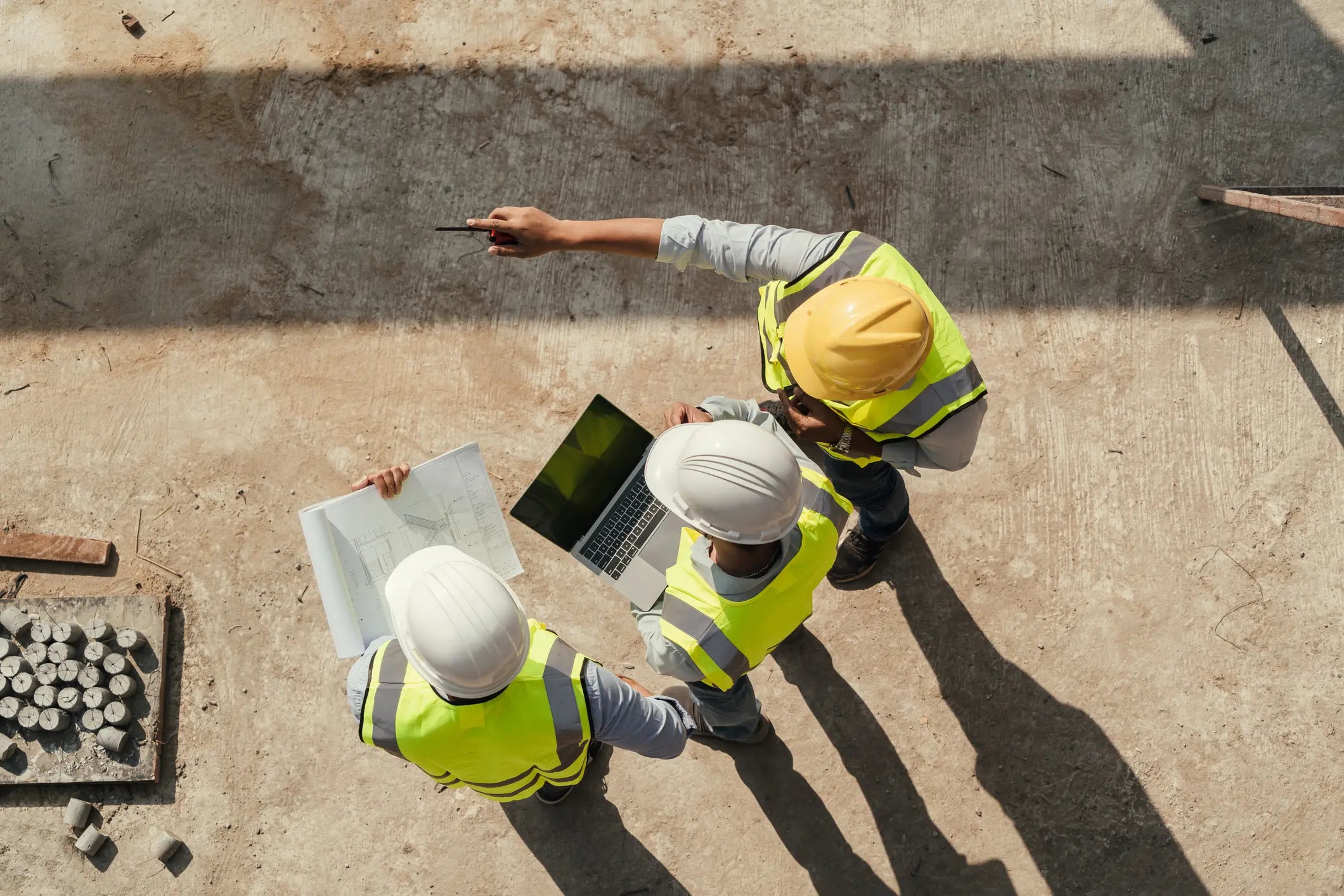 Builders planning an accessible public restroom